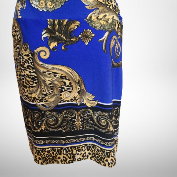 Stunning Just Cavalli Blue Baroque Print  Stretch Mini Dress - Size Small - Picture 12 of 16